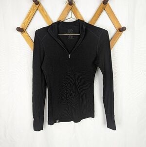 Ibex Woolies 220 Black Merino Wool Quarter Zip Pullover Baselayer Top
